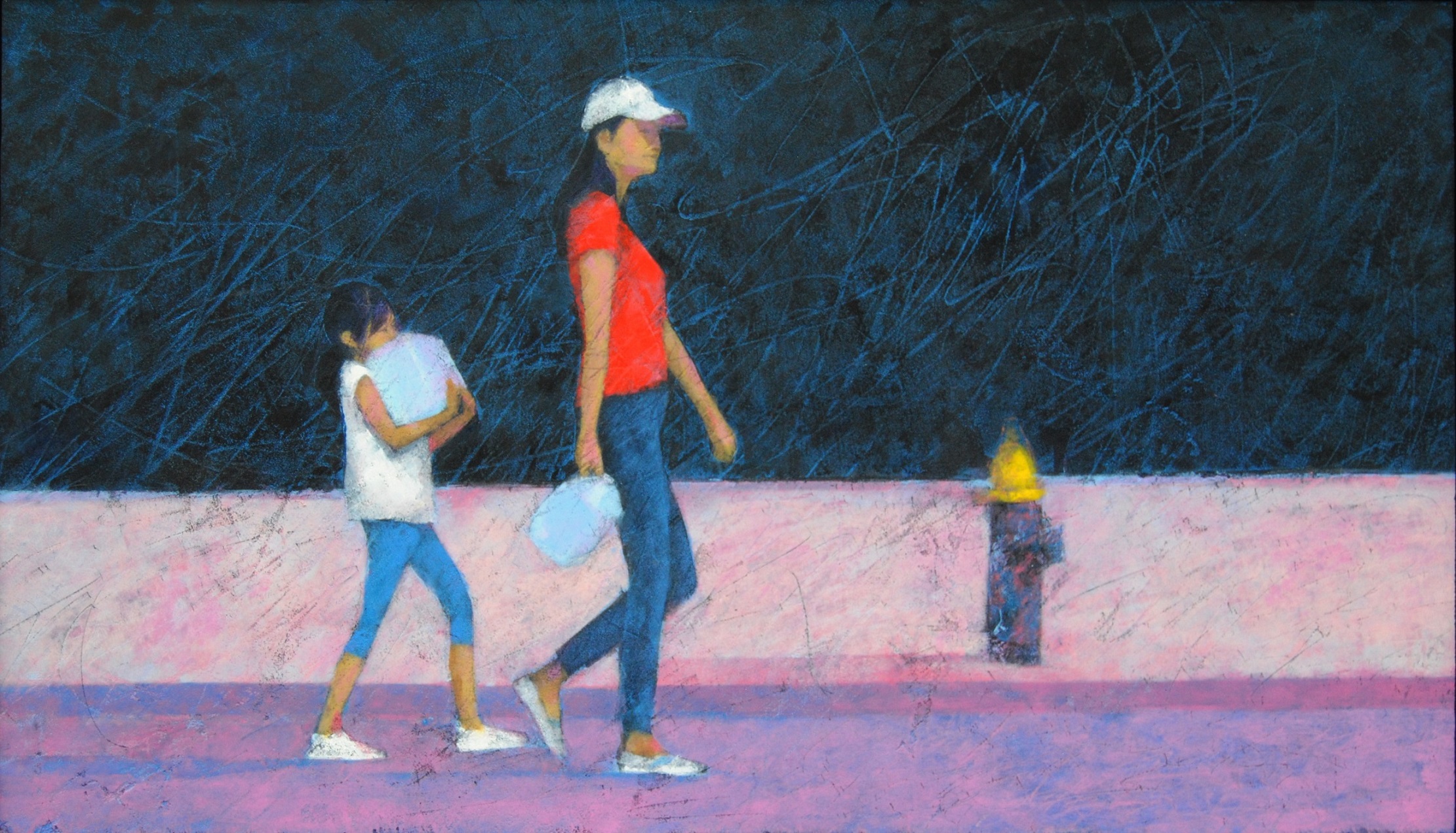A girl and mom walking
